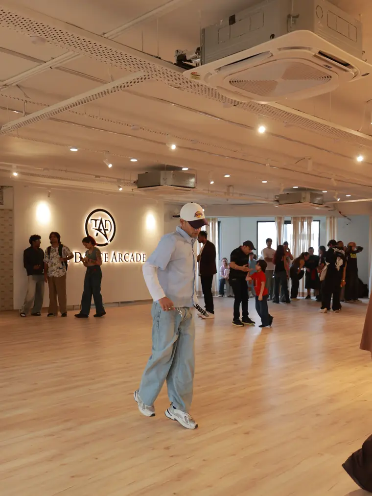 A dancer on the studio floor